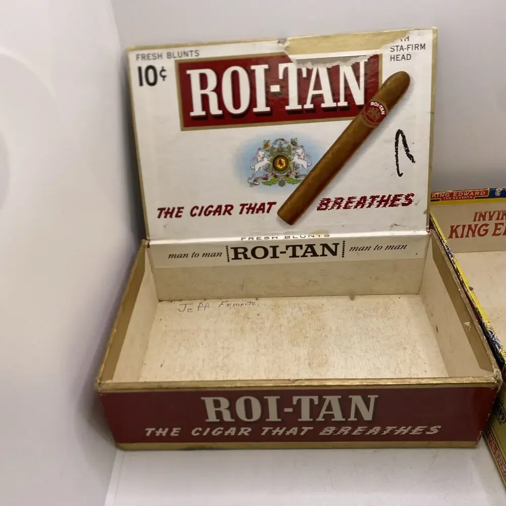 2 Vintage Roi Tan King Edward Cigar Boxes